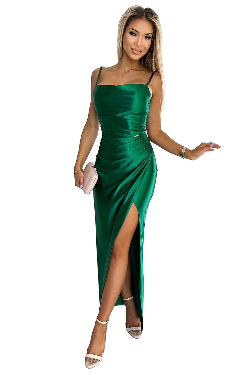 Zelené saténové šaty DIANE - Numoco, Zelená XS i41_9999931456_2:zelená_3:XS_