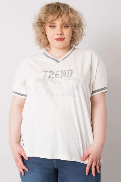 Dámská bílá oversize halenka s nášivkou Fashionhunters