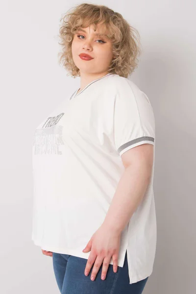 Dámská bílá oversize halenka s nášivkou Fashionhunters