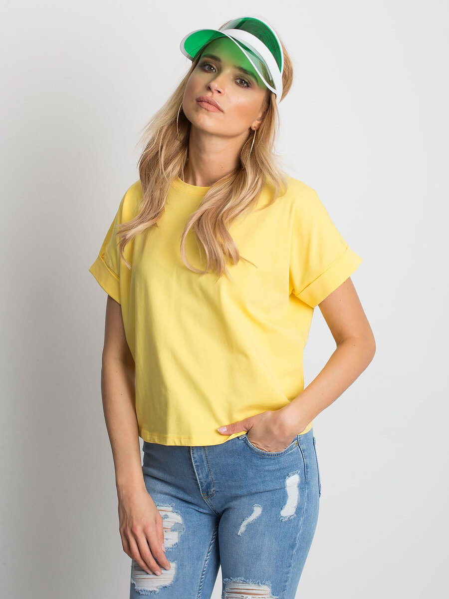 Dámské základní žluté bavlněné tričko FPrice, XL i523_2016102181958