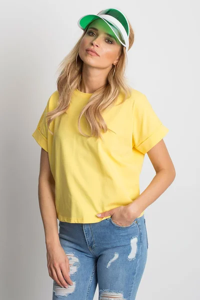 Dámské základní žluté bavlněné tričko FPrice