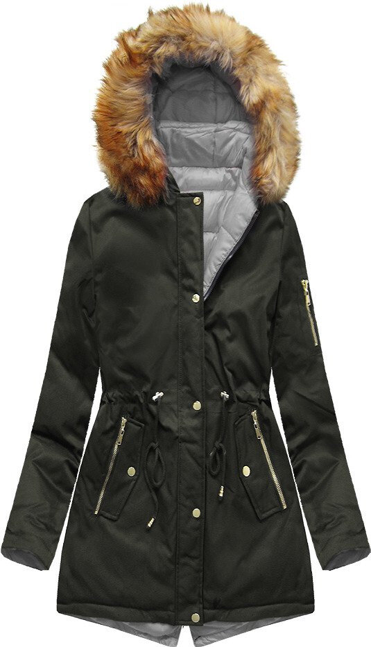 Zimní parka Army-šedá s kapucí pro ženy SWEST, odcienie szarości XXL (44) i392_14424-48
