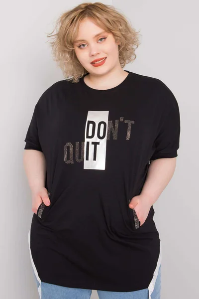 Černá plus size halenka s nápisem Fashionhunters