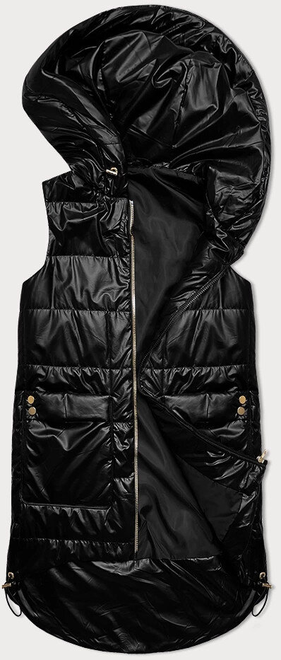 Černá péřová dámská vesta s kapucí SWest, odcienie czerni M (38) i392_23209-47