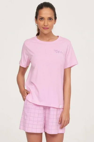 Růžové pyžamo s kraťasy a tričkem s nápisem od Myudemi