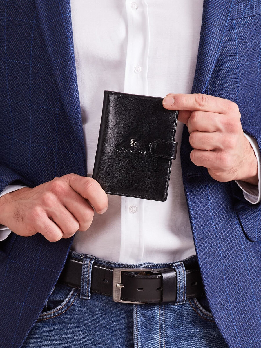 Černá kožená peněženka pro muže se sponou FPrice, jedna velikost i523_2016101513514