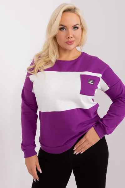 Violetová plus size dámská halenka s nášivkou od FPrice