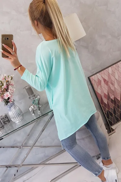 Oversize dámská halenka s duhovými rty mint K-Fashion