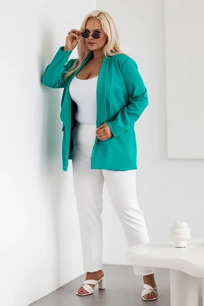 Plus size dámské casual sako v zelené Moon