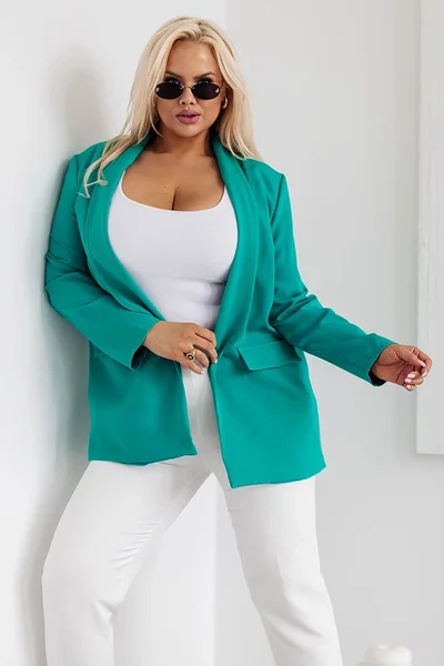 Plus size dámské casual sako v zelené Moon