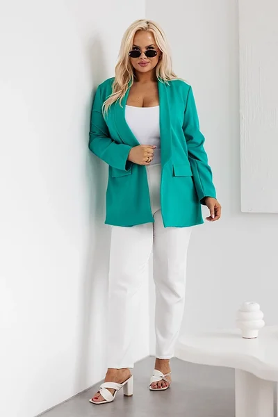 Plus size dámské casual sako v zelené Moon