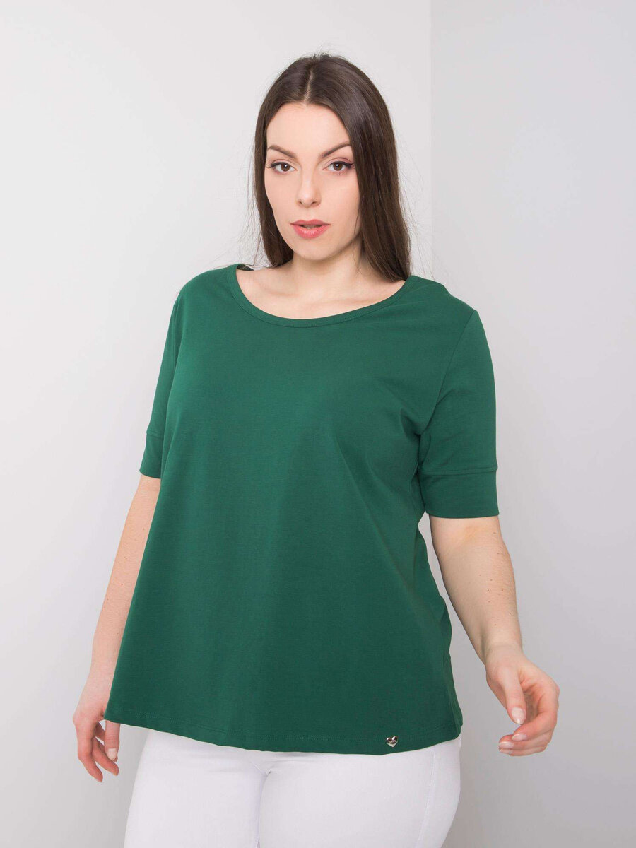 Dámské tmavě zelené bavlněné tričko nadměrné velikosti FPrice, XL i523_2016102851844