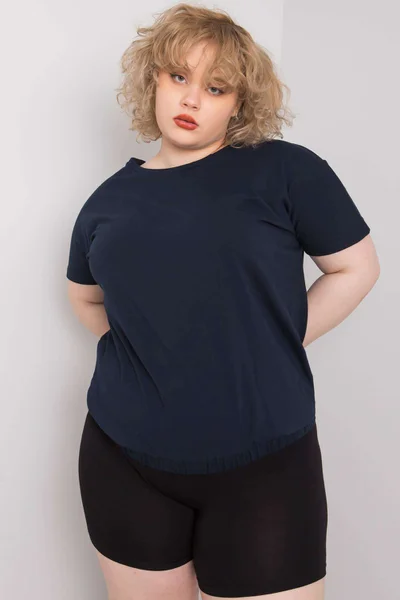 Dámská tmavě modrá bavlněná halenka plus size Fashionhunters