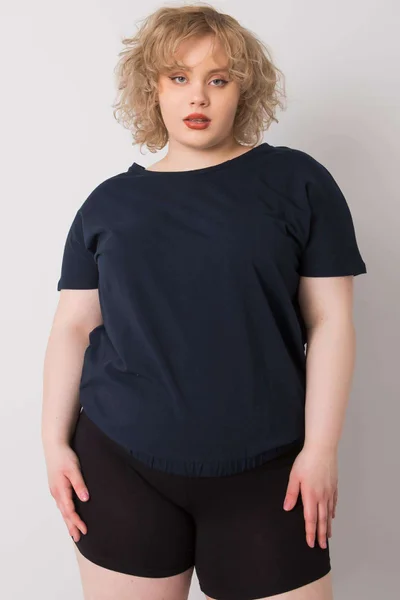 Dámská tmavě modrá bavlněná halenka plus size Fashionhunters