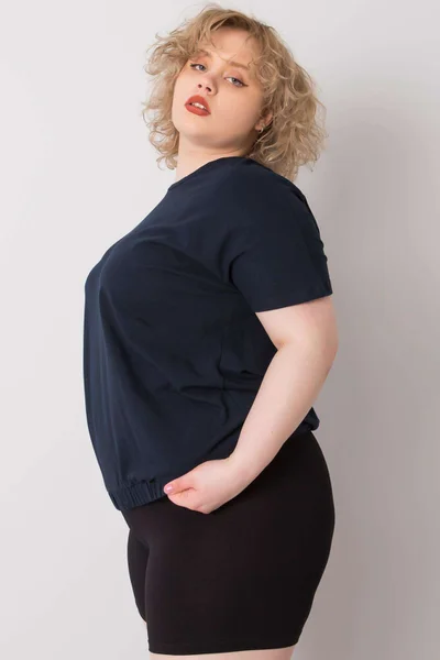 Dámská tmavě modrá bavlněná halenka plus size Fashionhunters