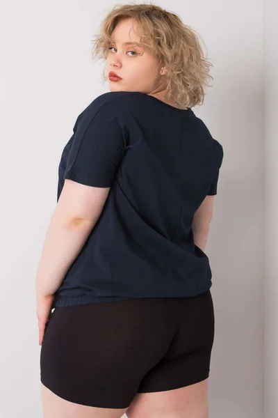 Dámská tmavě modrá bavlněná halenka plus size Fashionhunters