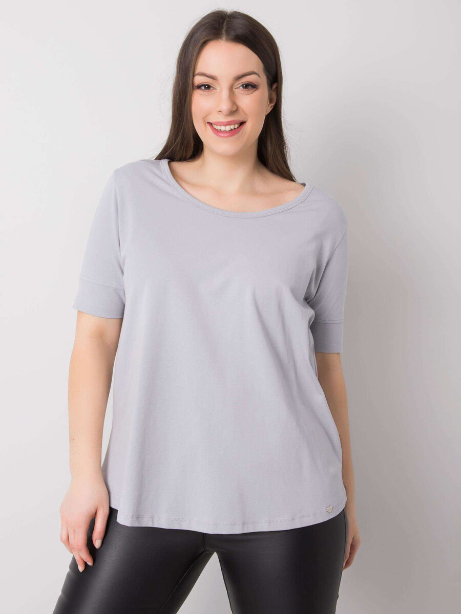 Dámské světle šedé bavlněné tričko nadměrné velikosti FPrice, 2XL i523_2016102852117