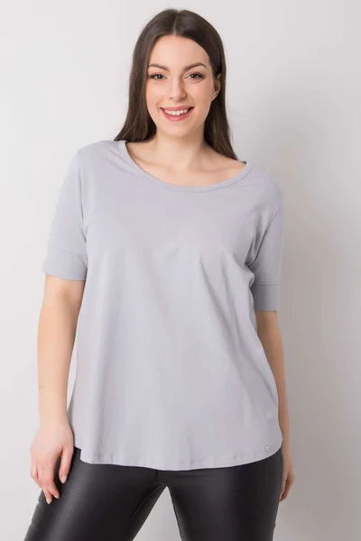 Dámské světle šedé bavlněné tričko nadměrné velikosti FPrice