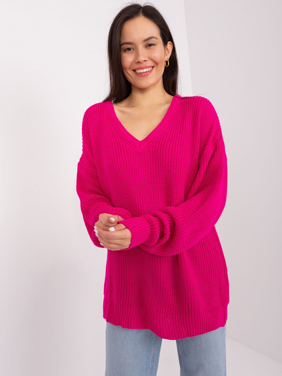 Růžový volný svetr FPrice pro dámy, jedna velikost i523_2016103480524