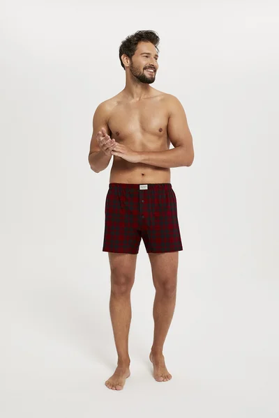 Boxerky pro muže s červenočerným kostkovaným motivem - Italian Fashion