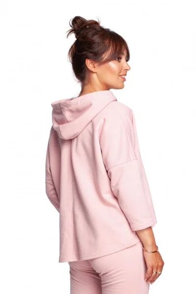 Lehký dámský pulovr s kapucí - Pudrový SnuggleChic