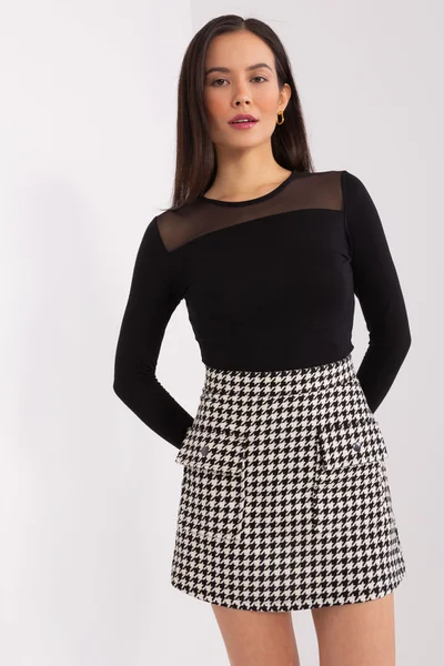 Černobílá trapézová sukně s kapsami - Elegantní Pepet Design