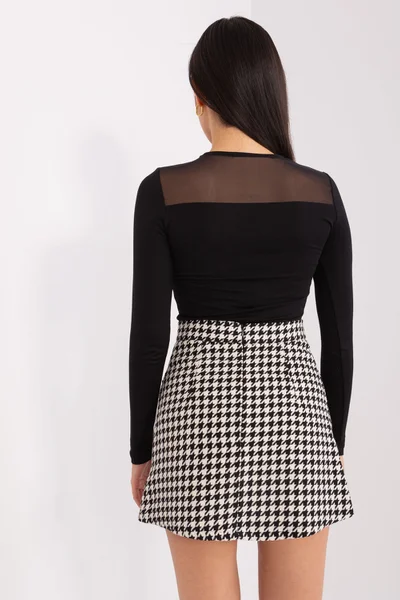 Černobílá trapézová sukně s kapsami - Elegantní Pepet Design