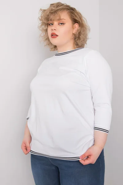 Oversized bílá dámská halenka s žebrováním Fashionhunters