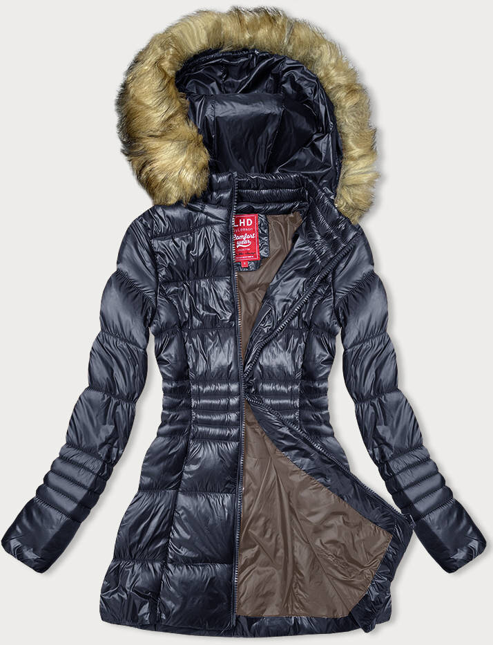 Teplá dámská bunda na zimu s odnímatelnou kapucí LHD, odcienie niebieskiego S (36) i392_22574-46