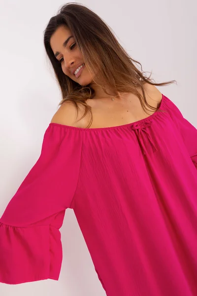 Růžové dámské šaty s volánem - FPrice Fuchsiová Krása