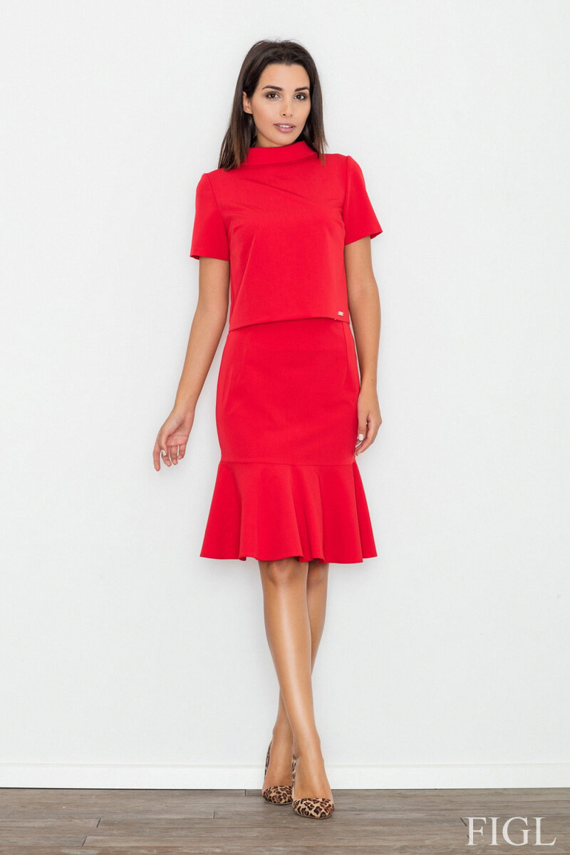 Červená sukně s volánem - LadyFlair, červená 38 i10_P61796_1:19_2:34_