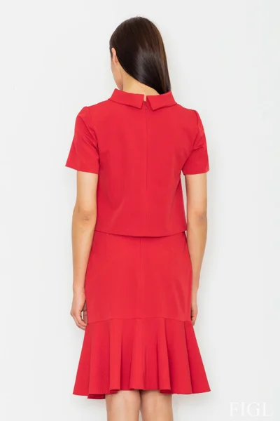 Červená sukně s volánem - LadyFlair