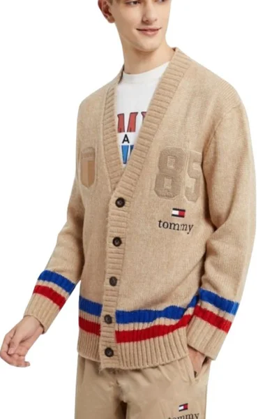 Beige pánský svetr Tommy Hilfiger TJCU Cardigan