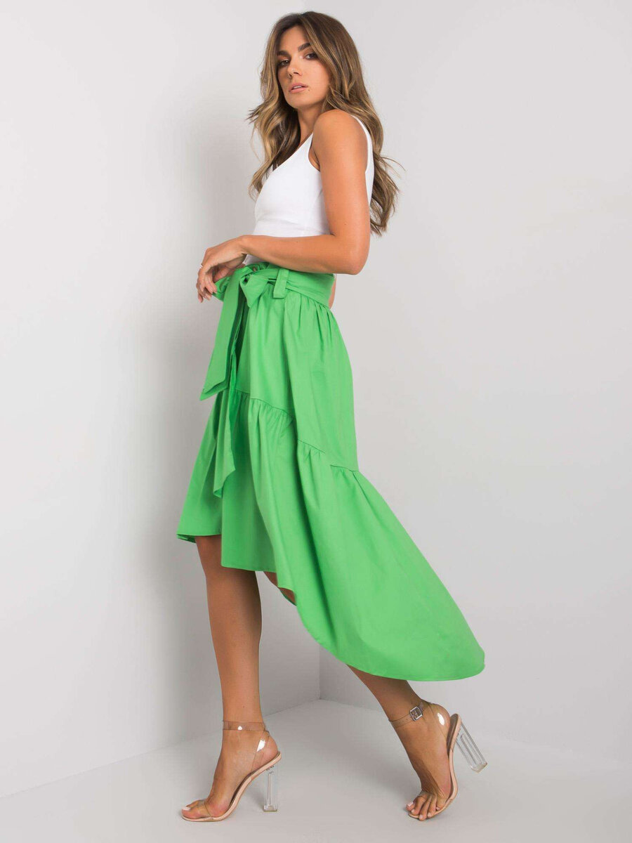 RUE PARIS Zelená sukně s vázáním FPrice, L/XL i523_2016103000760