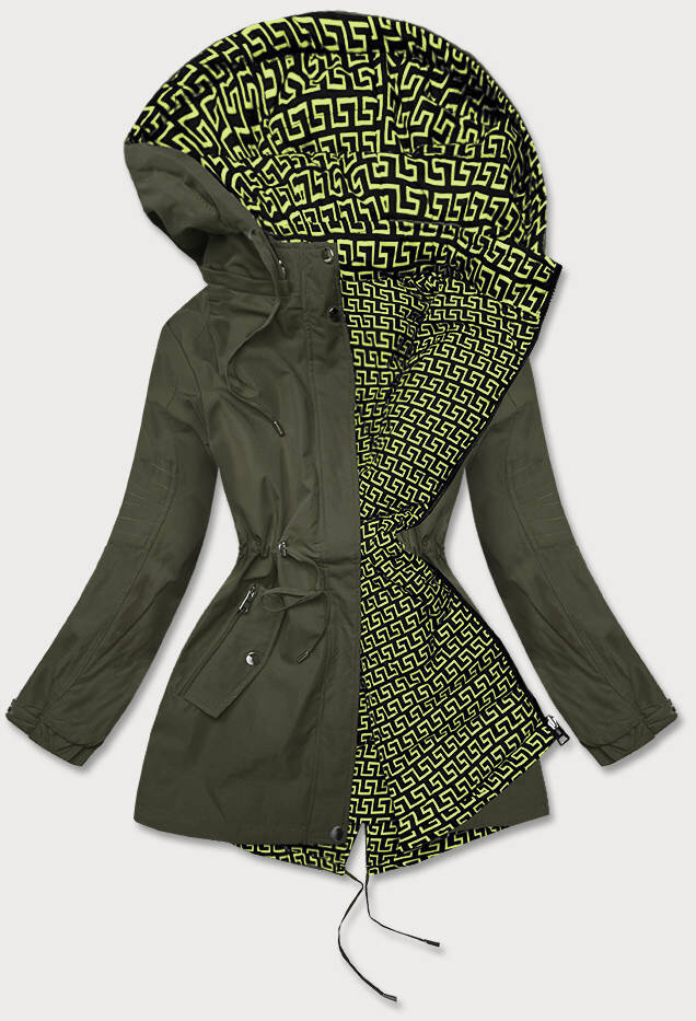 Khaki-limetková bunda pro ženy parka 2 v 1 0UT97F SPEED.A, odcienie zieleni XL (42) i392_18363-53