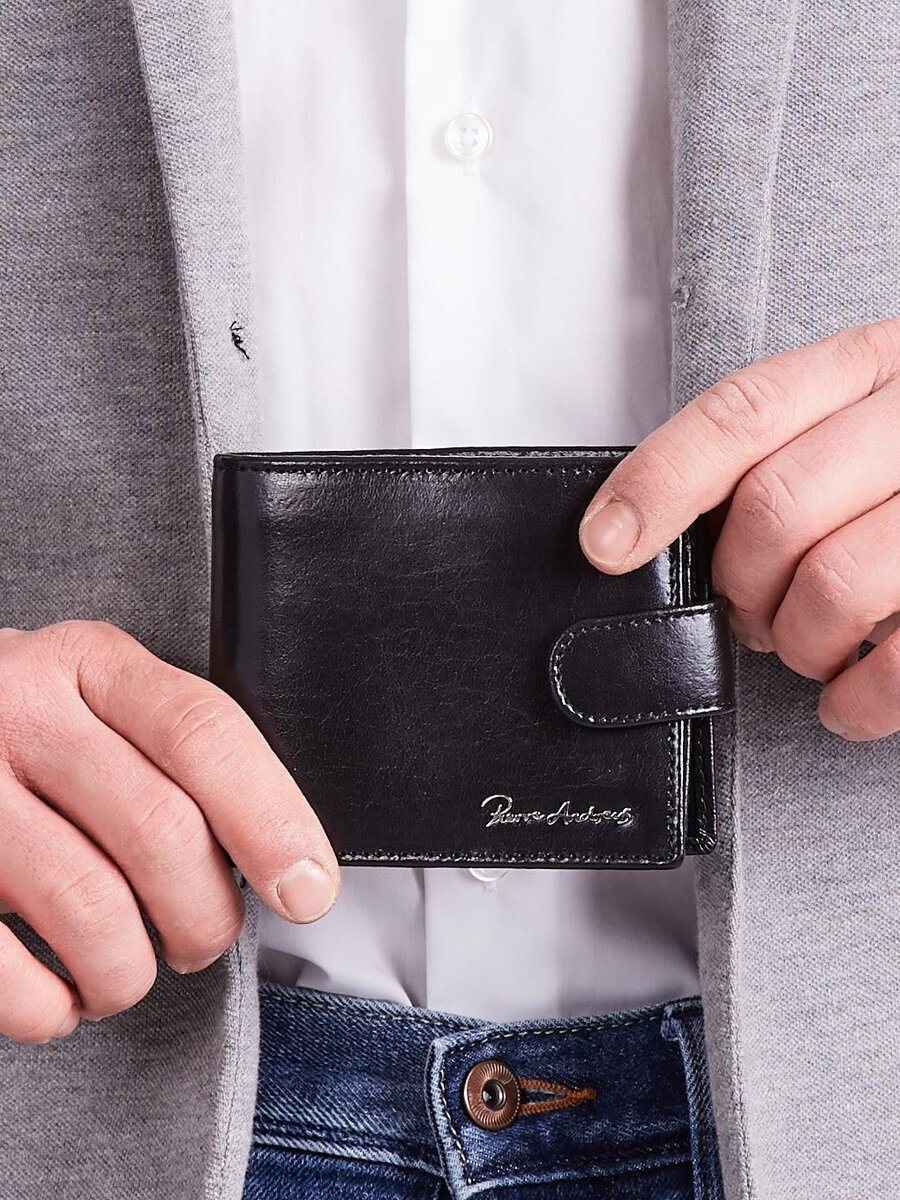 Pánská vodorovná černá kožená peněženka FPrice, jedna velikost i523_2016101764640