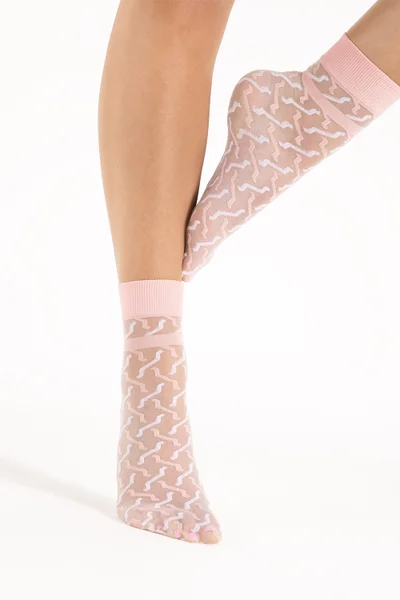 Růžovobílé dámské ponožky Fiore Kick Off 20 DEN G1155