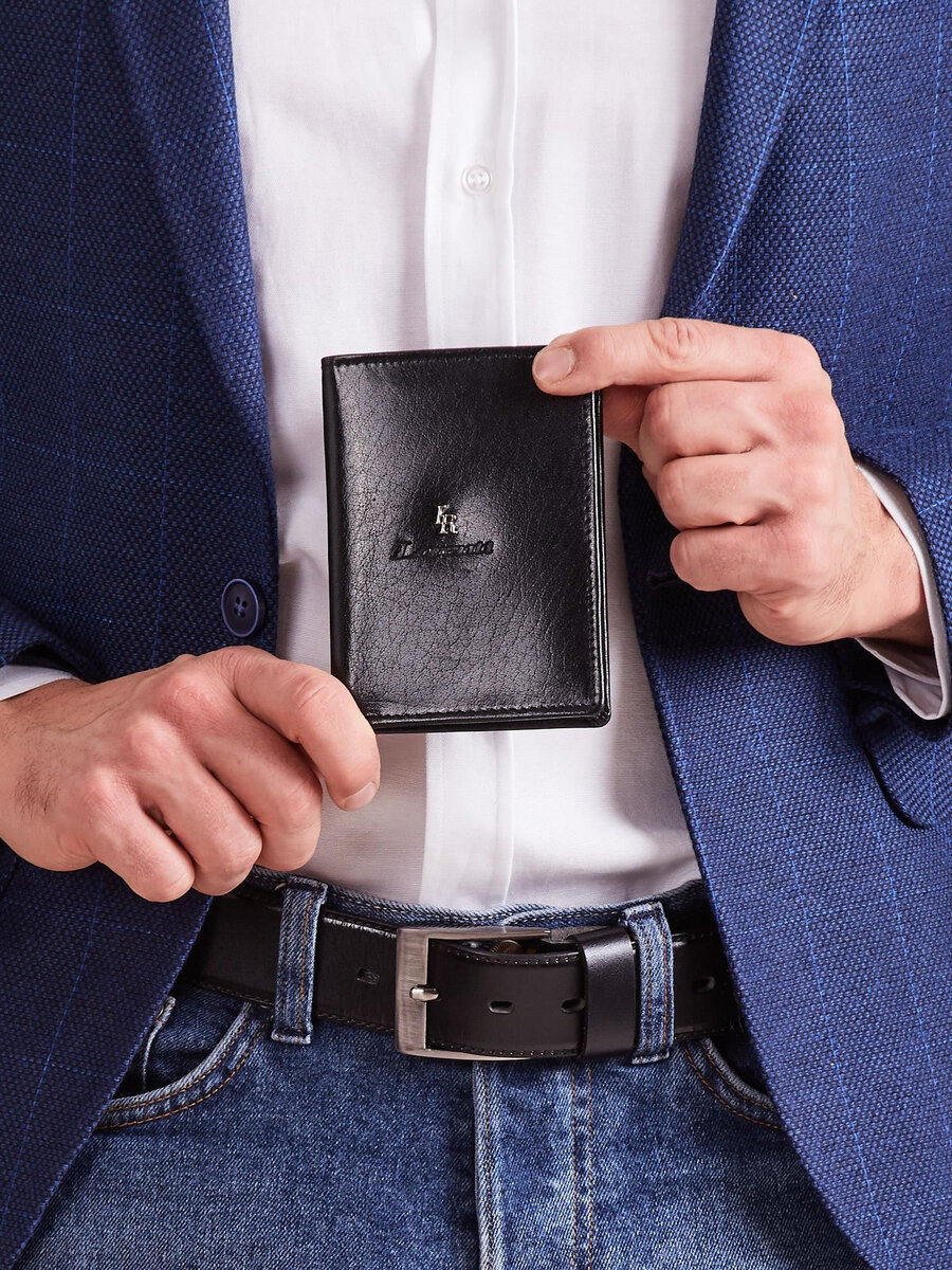 Pánská vertikální kožená peněženka s černým reliéfem FPrice, jedna velikost i523_2016101513590
