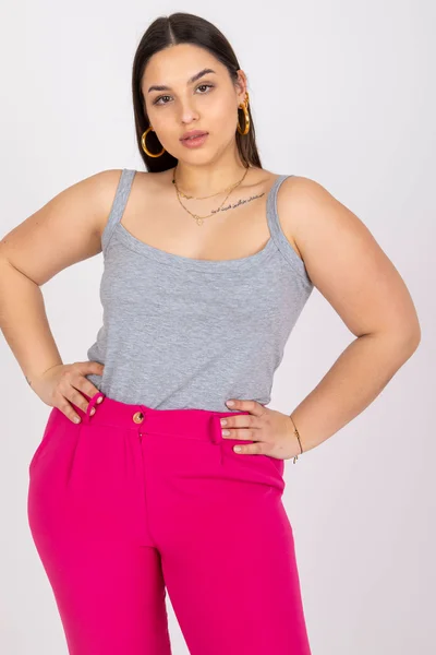 Dámské šedé tílko plus size od Fashionhunters