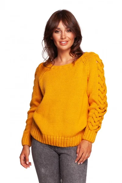 Medový úpletový dámský svetr od značky BE