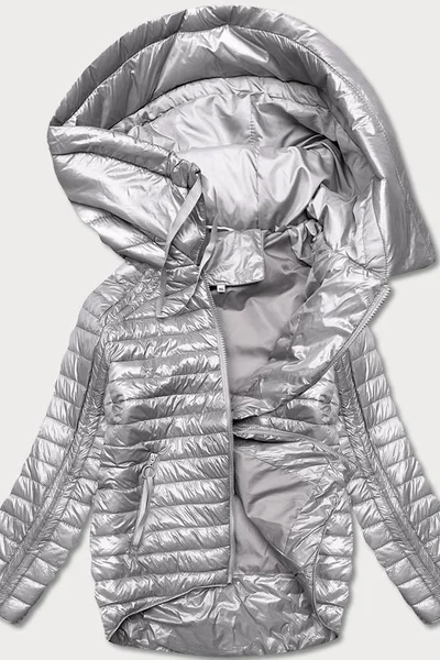 Asymetrická šedá bunda pro ženy s kapucí 9A24 MINORITY