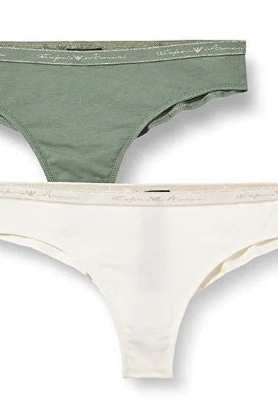 Dámské brazilské kalhotky 2 pack H368 T5A12C - 903 - zelenábílá - Emporio Armani