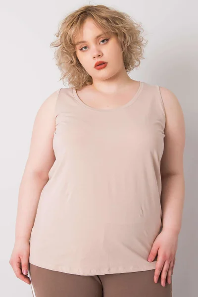 Dámský béžový plus size bavlněný top Keyla Fashionhunters