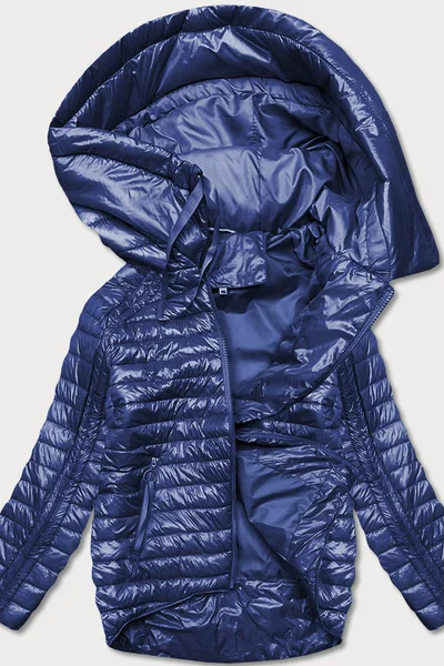 Tmavě modrá asymetrická bunda pro ženy s kapucí 64N MINORITY