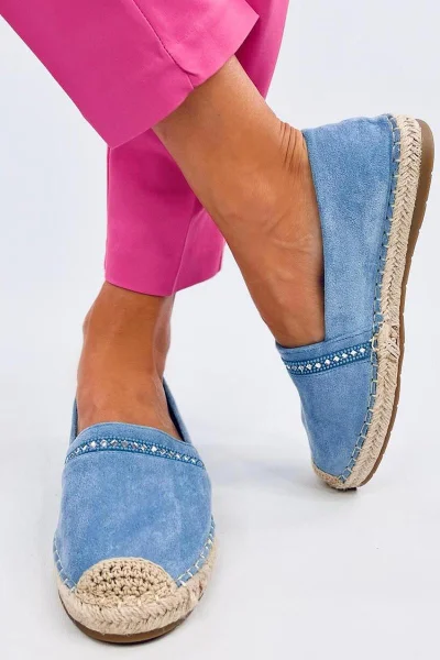 Elegantní Dámské Semišové Espadrilky s Kamennou Aplikací Inello