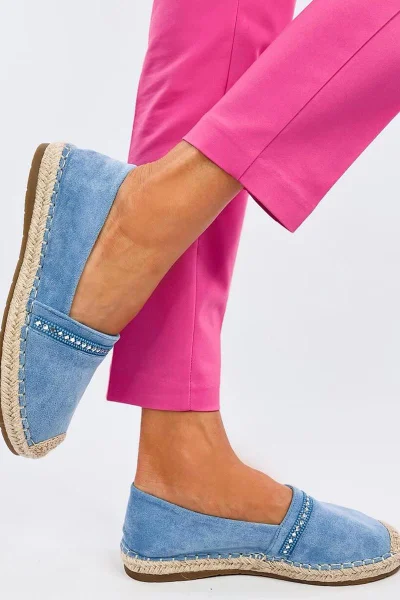 Elegantní Dámské Semišové Espadrilky s Kamennou Aplikací Inello