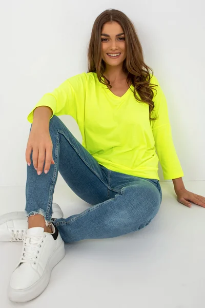 Fluo žlutá basic viskózová halenka Fashionhunters