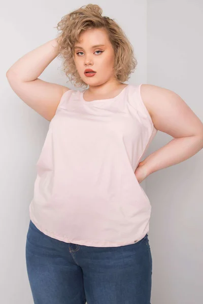 Dámský top Keyla Fashionhunters světle růžový plus size