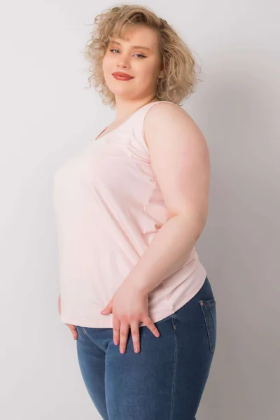 Dámský top Keyla Fashionhunters světle růžový plus size