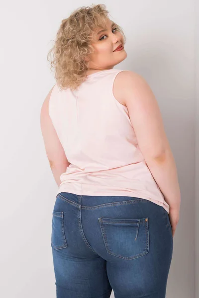 Dámský top Keyla Fashionhunters světle růžový plus size